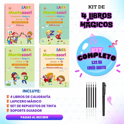 🖍️ Kit Mágico de Caligrafía Montessori ¡ENVÍO GRATIS solo HOY a todo el Ecuador! + 🎁 REGALO